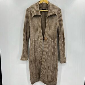 Sonoma Life + Style Cable Knit Sweater Women's 1 Button Boat Neck Brown Size Med